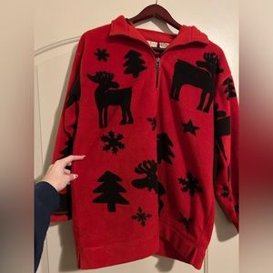 Sigrid Olsen sport red and black Christmas holiday fleece